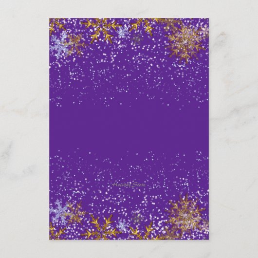 Kerstdiner Paarse Menu Sneeuwkristallen (Achterkant)