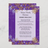 Kerstdiner Paarse Menu Sneeuwkristallen (Voorkant / Achterkant)