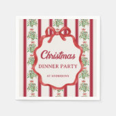 Kerstdiner partij rode retro strepen monogram servet (Voorkant)