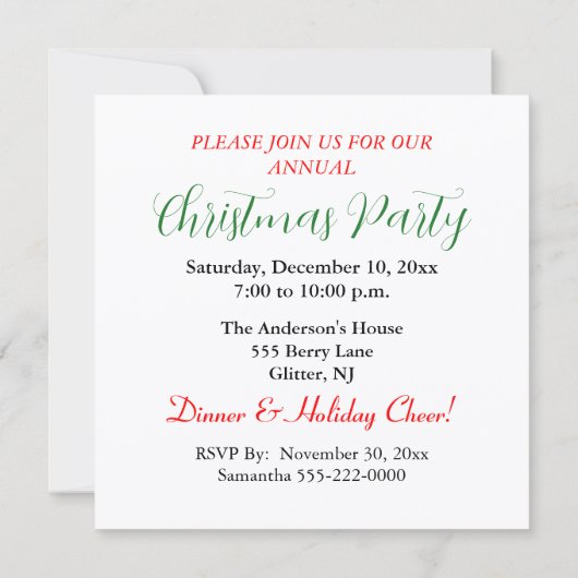 Kerstdiner Party Evergreen Pine Cones Feestdagenkaart (Achterkant)