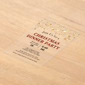 Kerstdiner Party Gold Stars Acryl Uitnodigingen (Laagn)