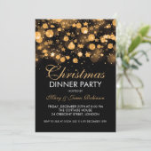 Kerstdiner Party Gouden Mousserende Sterren Kaart (Staand voorkant)