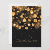 Kerstdiner Party Gouden Mousserende Sterren Kaart (Achterkant)