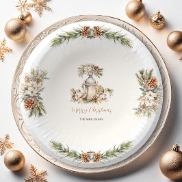 Kerstdiner Party Pine White & Cream Elegant Papieren Kommen