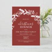 Kerstdiner Pine Berry Wreated Red Kaart (Staand voorkant)