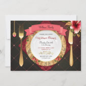 Kerstdiner Plaats diamanten Amaryllis Kaart (Voorkant)