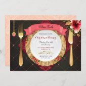 Kerstdiner Plaats diamanten Amaryllis Kaart (Voorkant / Achterkant)