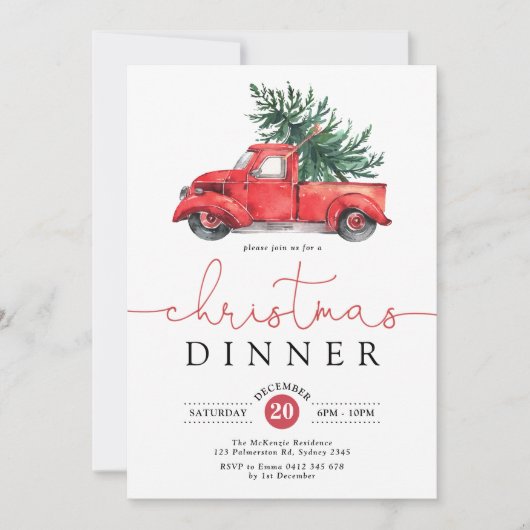 Kerstdiner /  Red Truck Holiday Party Kaart (Voorkant)