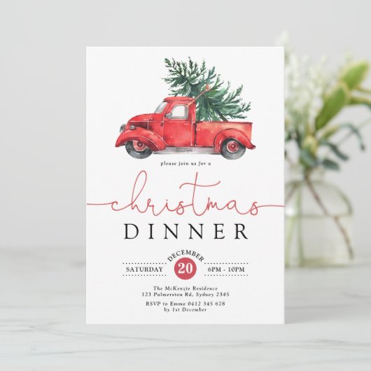 Kerstdiner /  Red Truck Holiday Party Kaart (Staand voorkant)