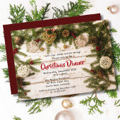 kerstdiner Rustic Pine Floral Kaart
