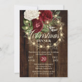 Kerstdiner - Rustic Woodsy verlicht met adem Kaart (Voorkant)