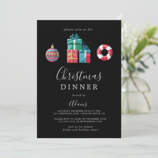 Kerstdiner Uitnodiging Kaart - 25 december (Staand voorkant)