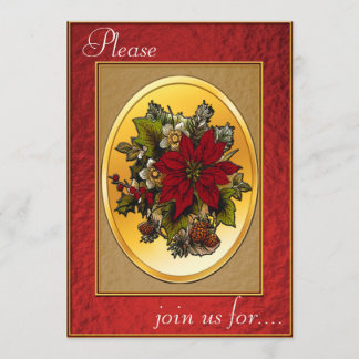Kerstdiner - uitnodiging - Poinsettia