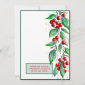 Kerstdiner Uitnodiging Vakantie Soiree (Achterkant)