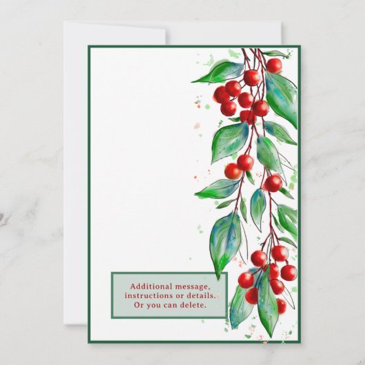 Kerstdiner Uitnodiging Vakantie Soiree (Achterkant)