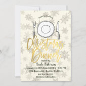 KERSTDINER Vakantie Party Cream Ivoorstrepen Kaart (Voorkant)