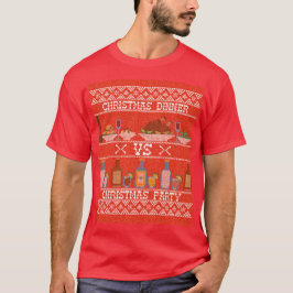 Kerstdiner versus kerstfeest t-shirt