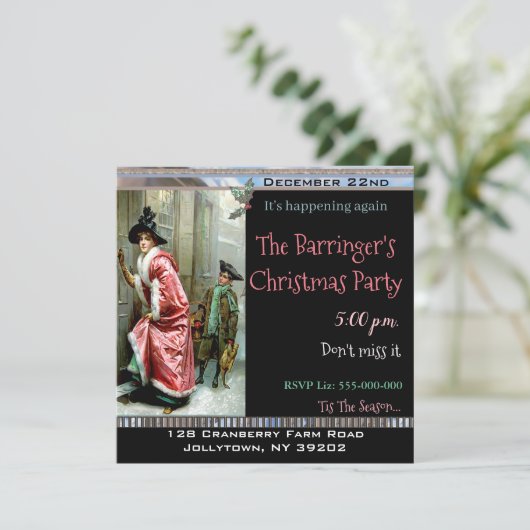 Kerstdiner Victoriaans feest Kaart (Staand voorkant)