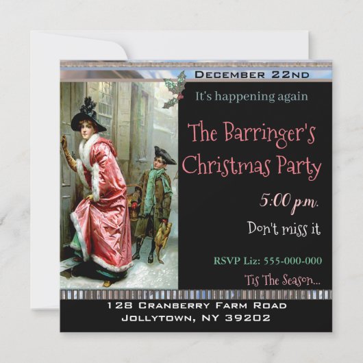 Kerstdiner Victoriaans feest Kaart (Voorkant)