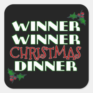 kerstdiner voor winnaars vierkante sticker