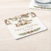 Kerstdiner White Cream Elegant Classic Kartonnen Onderzetters (Schuin)