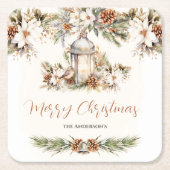 Kerstdiner White Cream Elegant Classic Kartonnen Onderzetters (Voorkant)