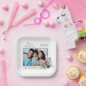 Kerstdiner witte kegel met foto naam papieren bordje (Feest)