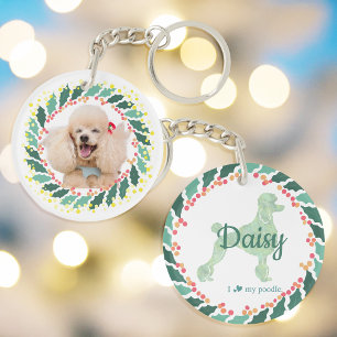 Kerstding mintkleurige poedel-sleutelhanger Aangep Sleutelhanger