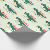 Kerstdino Dinosaur Funny T-Rex Boom Gift Cadeaupapier (Hoek)
