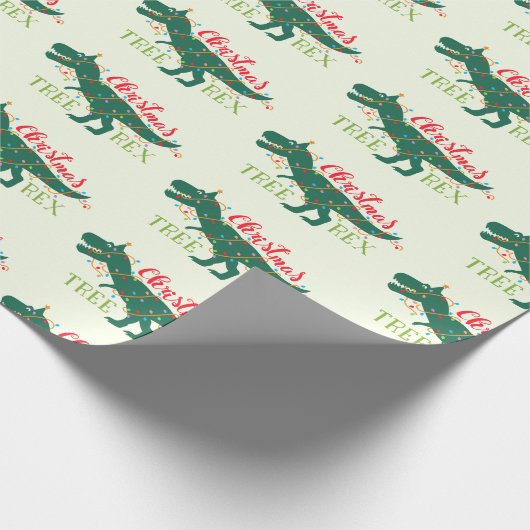 Kerstdino Dinosaur Funny T-Rex Boom Gift Cadeaupapier (Hoek)