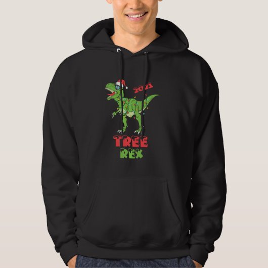 kerstdinosaur-boom Rex Pajamas Funny Xmas Lig Hoodie (Voorkant)