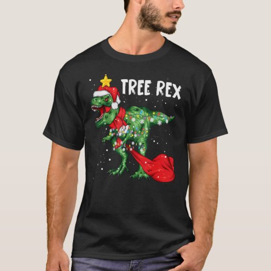 Kerstdinosaur-boom Rex Pajamas-Mannen T-shirt (Voorkant)