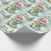Kerstdinosaur Cadeaupapier (Hoek)