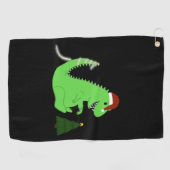 Kerstdinosaur Golfhanddoek (Horizontaal)