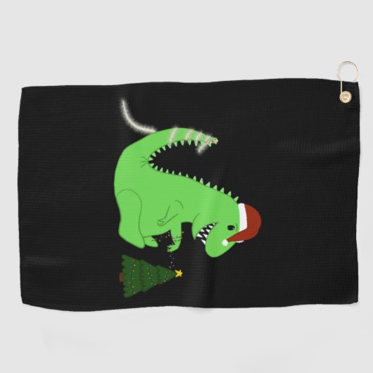 Kerstdinosaur Golfhanddoek (Horizontaal)