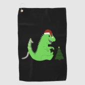 Kerstdinosaur Golfhanddoek (Voorkant)