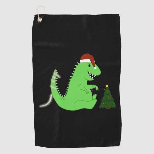 Kerstdinosaur Golfhanddoek (Voorkant)