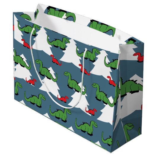 Kerstdinosaur Groot Cadeauzakje (Achterkant Gekanteld)