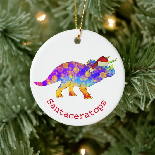 Kerstdinosaur Keramisch Ornament (Boom)