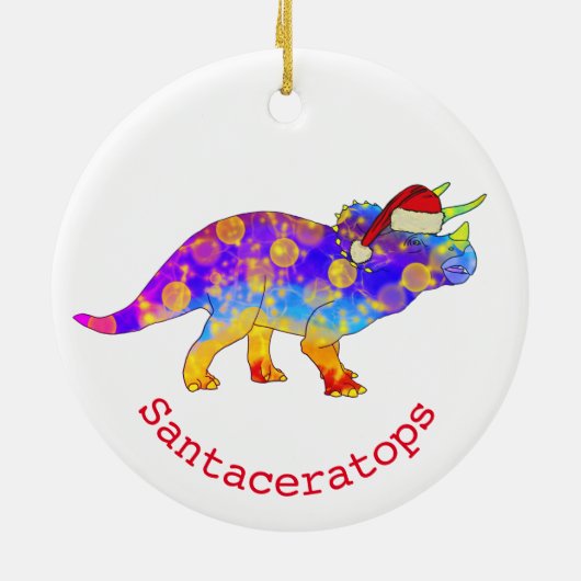 Kerstdinosaur Keramisch Ornament (Achterkant)