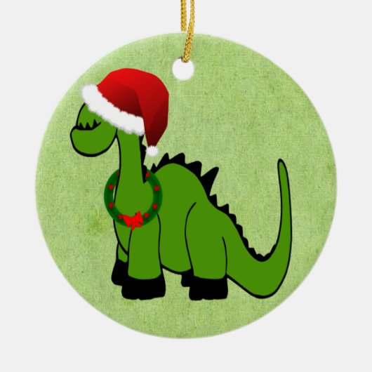 Kerstdinosaur Keramisch Ornament (Voorkant)