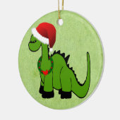 Kerstdinosaur Keramisch Ornament (Links)