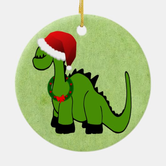 Kerstdinosaur Keramisch Ornament (Achterkant)