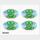 Kerstdinosaur Ovale Sticker (Vel)