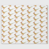 kerstdinosaur Raptor Cadeaupapier (Vlak)