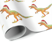 kerstdinosaur Raptor Cadeaupapier (Rol Hoek)