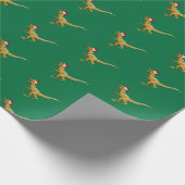 kerstdinosaur Raptor Cadeaupapier (Hoek)
