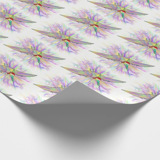 Kerstdinosaur Santa Pterodactyl Cadeaupapier (Hoek)