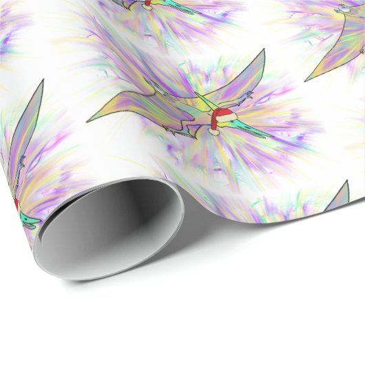 Kerstdinosaur Santa Pterodactyl Cadeaupapier (Rol Hoek)