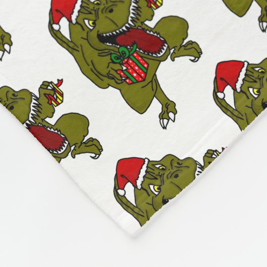 Kerstdinosaur Snowflake Fleece Blanket (Hoek)